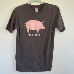 Pink Floyd Gray Short-Sleeve Tee With Pink Velvety Pig